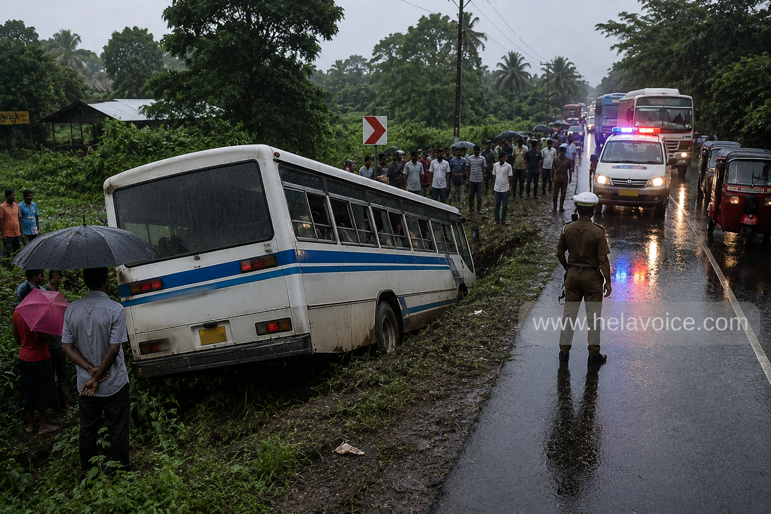 කහතුඩුවේදී ඇඟලුම් සේවිකාවන් රැගත් බස් රථයක් පෙරළෙයි – 19කට තුවාල