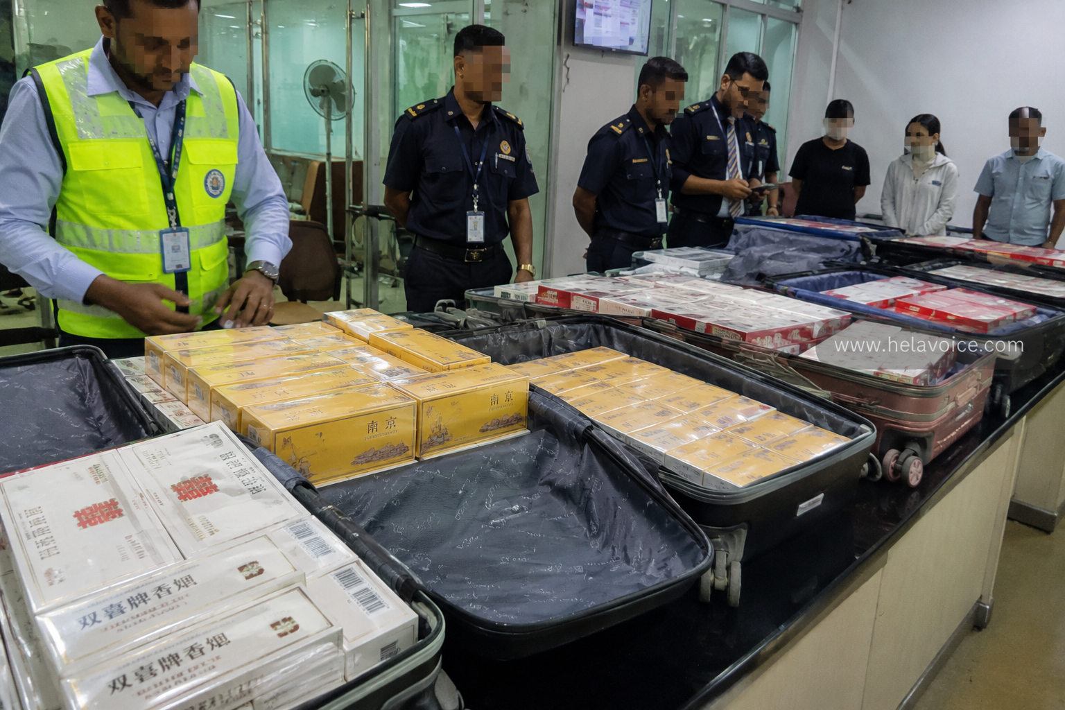 Three Foreign Nationals Caught at Katunayake Airport with Illegal Chinese Cigarettes Worth Rs. 6.4 Million