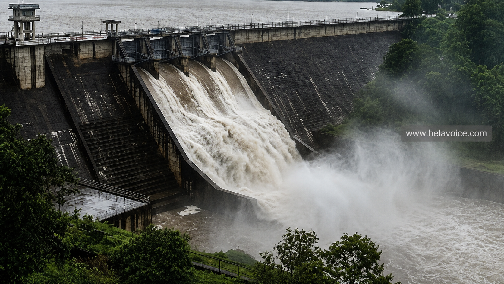 Kotmale Dam Spill Gates Opened as Authorities Warn of Possible Flooding Downstream